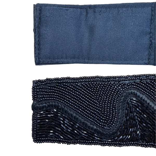 Black Beaded Waist Belt With detachable Closure - Talbots Size M