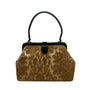 Vintage Brocade Handbag With Black Leather Accents & Gold-Tone Hardware Sz M
