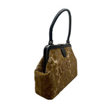Vintage Brocade Handbag With Black Leather Accents & Gold-Tone Hardware Sz M