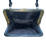 Vintage Brocade Handbag With Black Leather Accents & Gold-Tone Hardware Sz M