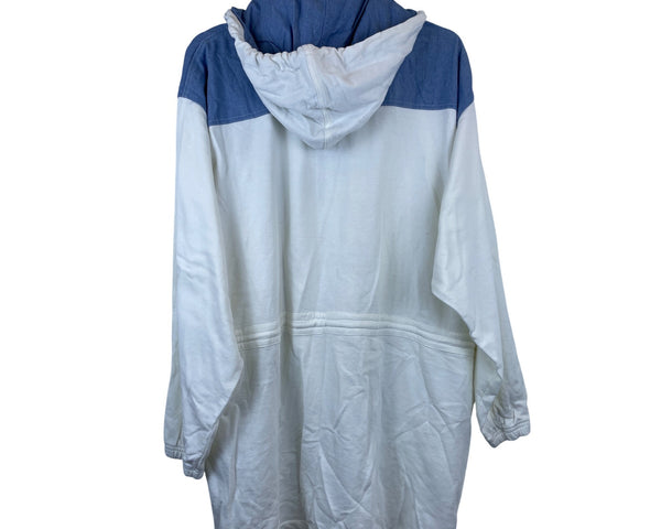 C.A. Sport Collection Mens White & Blue Hooded Lightweight Cotton Jacket With Drawstrings XL