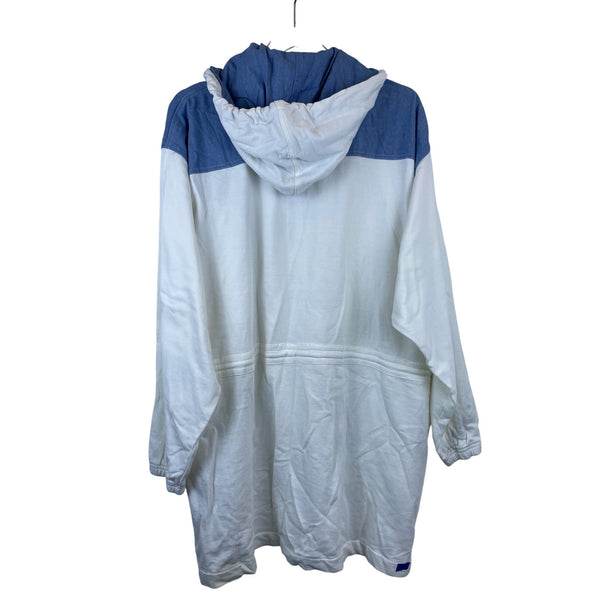 C.A. Sport Collection Mens White & Blue Hooded Lightweight Cotton Jacket With Drawstrings XL