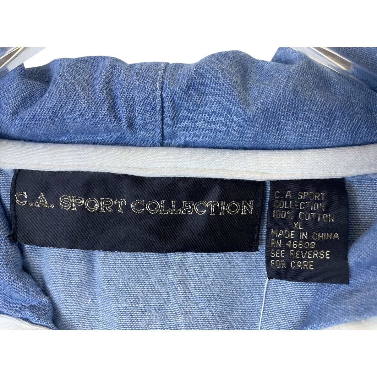 C.A. Sport Collection Mens White & Blue Hooded Lightweight Cotton Jacket With Drawstrings XL