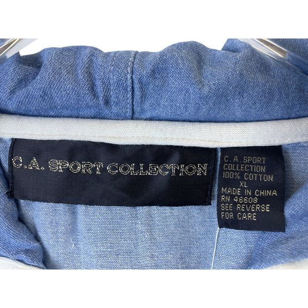 C.A. Sport Collection Mens White & Blue Hooded Lightweight Cotton Jacket With Drawstrings XL
