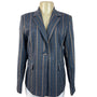 Modful Women's Blue Striped One Button Notched Lapel Blazer Sz XS - NWT