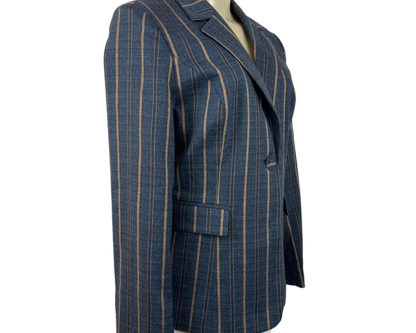 Modful Women's Blue Striped One Button Notched Lapel Blazer Sz XS - NWT