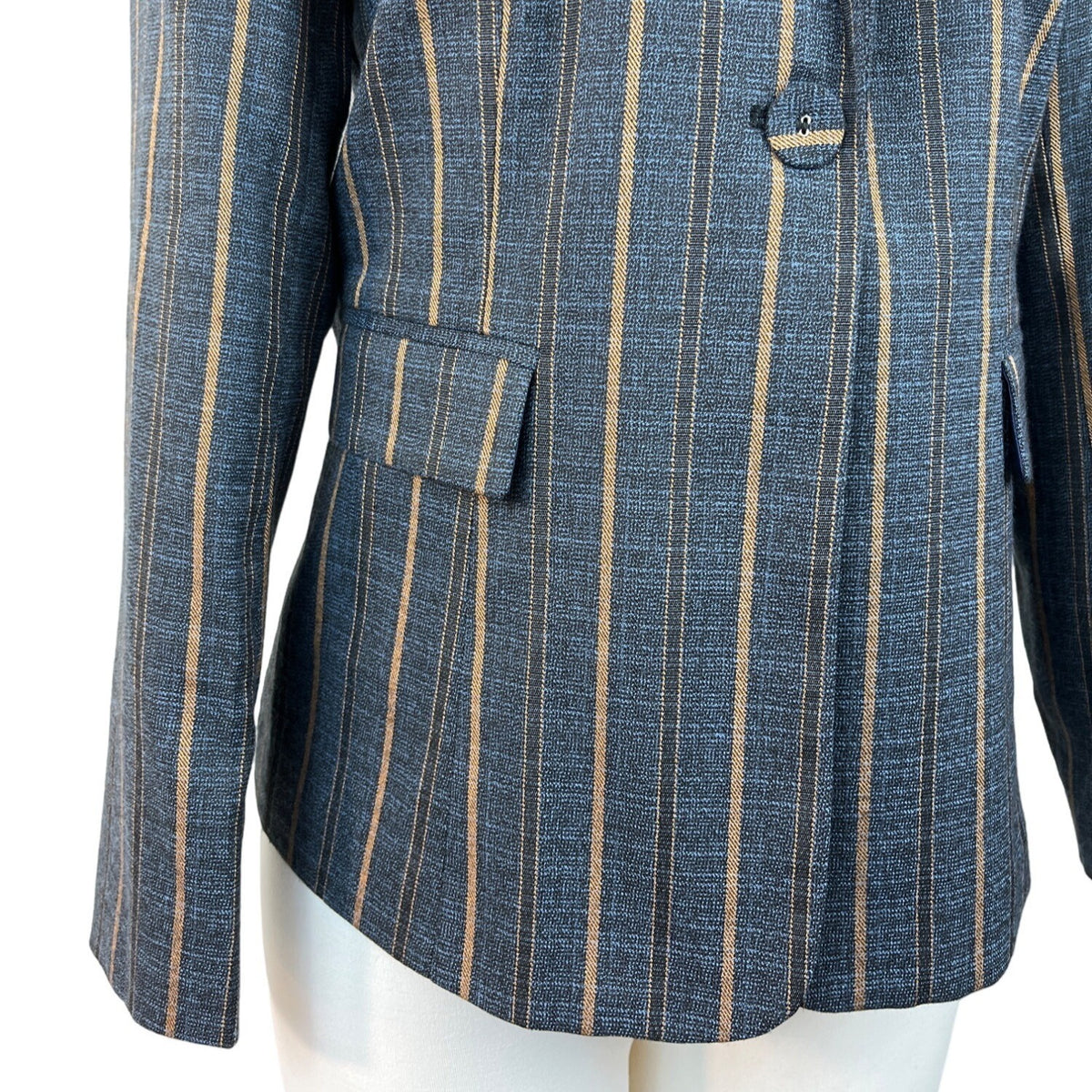 Modful Women's Blue Striped One Button Notched Lapel Blazer Sz XS - NWT