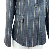 Modful Women's Blue Striped One Button Notched Lapel Blazer Sz XS - NWT