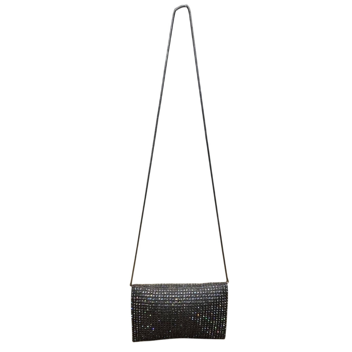 Unbranded Women’s Silver Rhinestone Magnetic Closure Evening Crossbody Bag Sz S