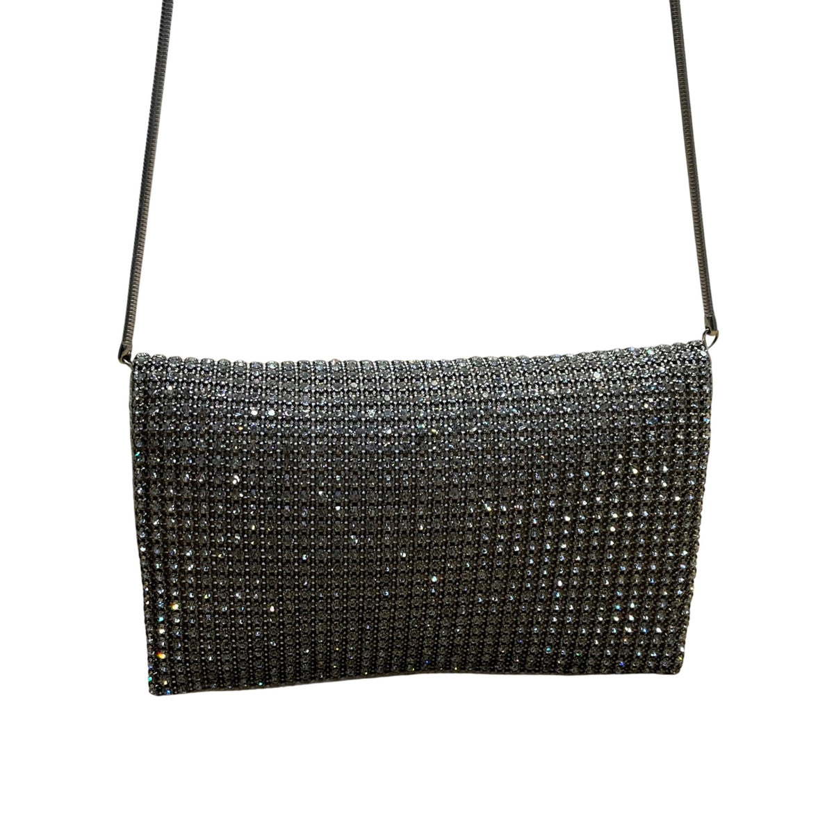 Unbranded Women’s Silver Rhinestone Magnetic Closure Evening Crossbody Bag Sz S