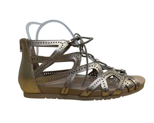 Earth Women’s Titanium Leather Comfortable Lace-Up Gladiator Sandals Size 11