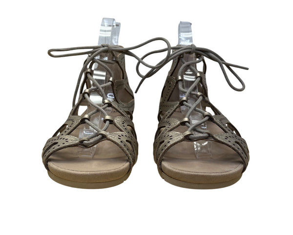Earth Women’s Titanium Leather Comfortable Lace-Up Gladiator Sandals Size 11