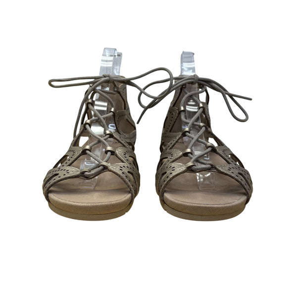 Earth Women’s Titanium Leather Comfortable Lace-Up Gladiator Sandals Size 11