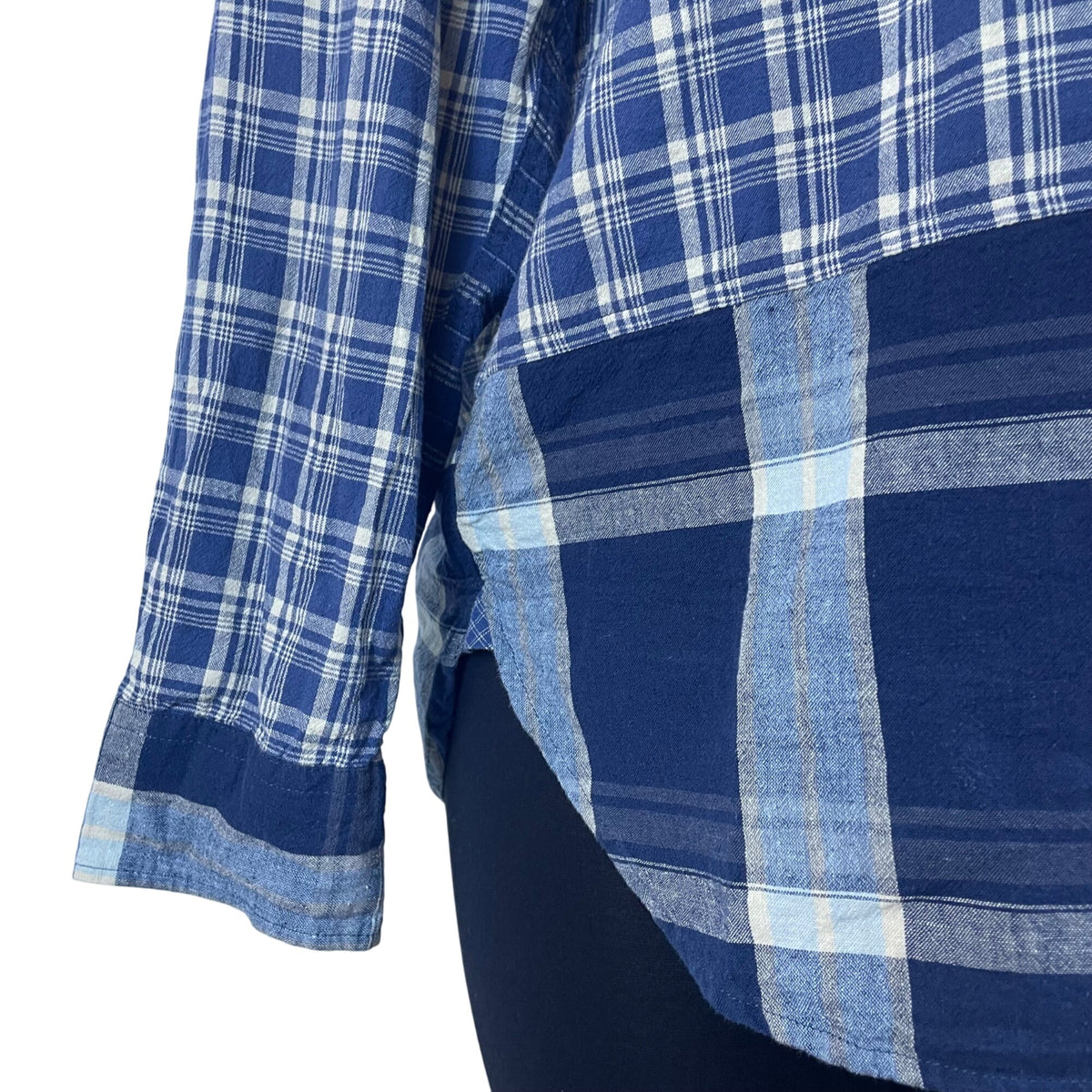 Ralph Lauren Patchwork Blue Women’s Button-Up Long Sleeve Shirt Relaxed Fit