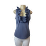 Saks Fifth Avenue Womens Ruffled Collar Sleeveless StretchaBlouse Sz M