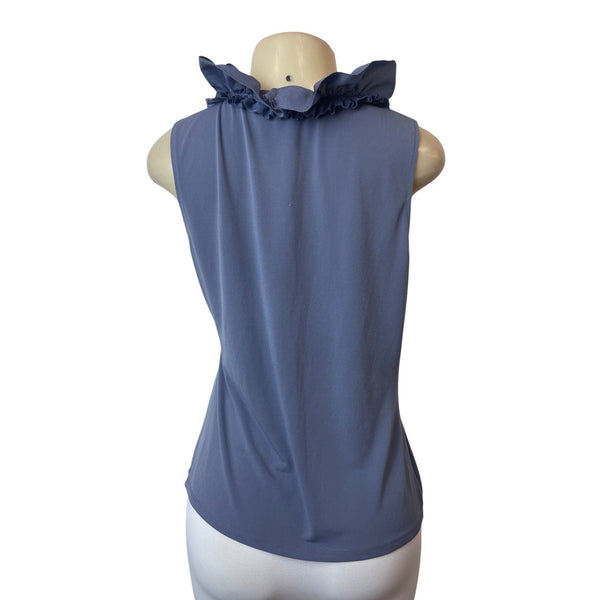 Saks Fifth Avenue Womens Ruffled Collar Sleeveless StretchaBlouse Sz M