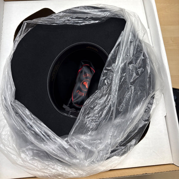 Red Wulf Black Cowboy Hat W/ Feather Accent Beaver Felt Western Style Sz 7 1/8