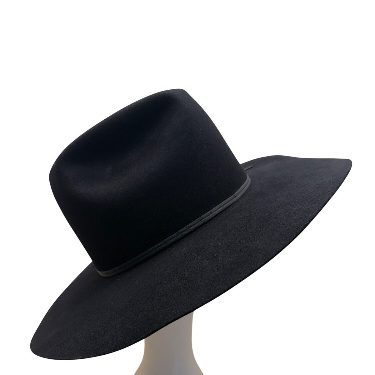 Red Wulf Black Cowboy Hat W/ Feather Accent Beaver Felt Western Style Sz 7 1/8