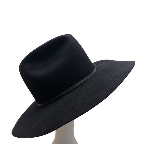 Red Wulf Black Cowboy Hat W/ Feather Accent Beaver Felt Western Style Sz 7 1/8