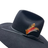 Red Wulf Black Cowboy Hat W/ Feather Accent Beaver Felt Western Style Sz 7 1/8