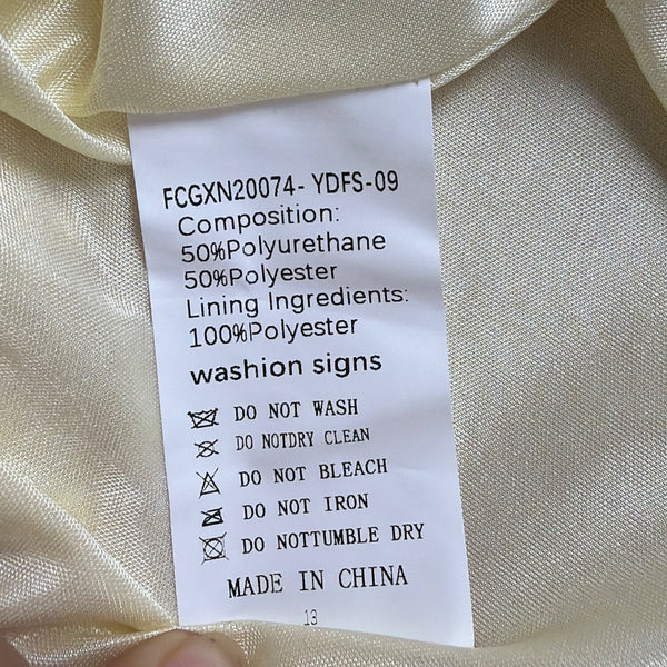 Fashion Collection Gold Faux Leather Sleeveless A-Line Midi Dress Belted Sz M