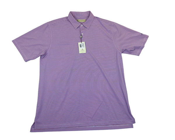 Donald Ross Mens Striped Polo Shirt Blue, Red and  White Short Sleeve Sz L - New