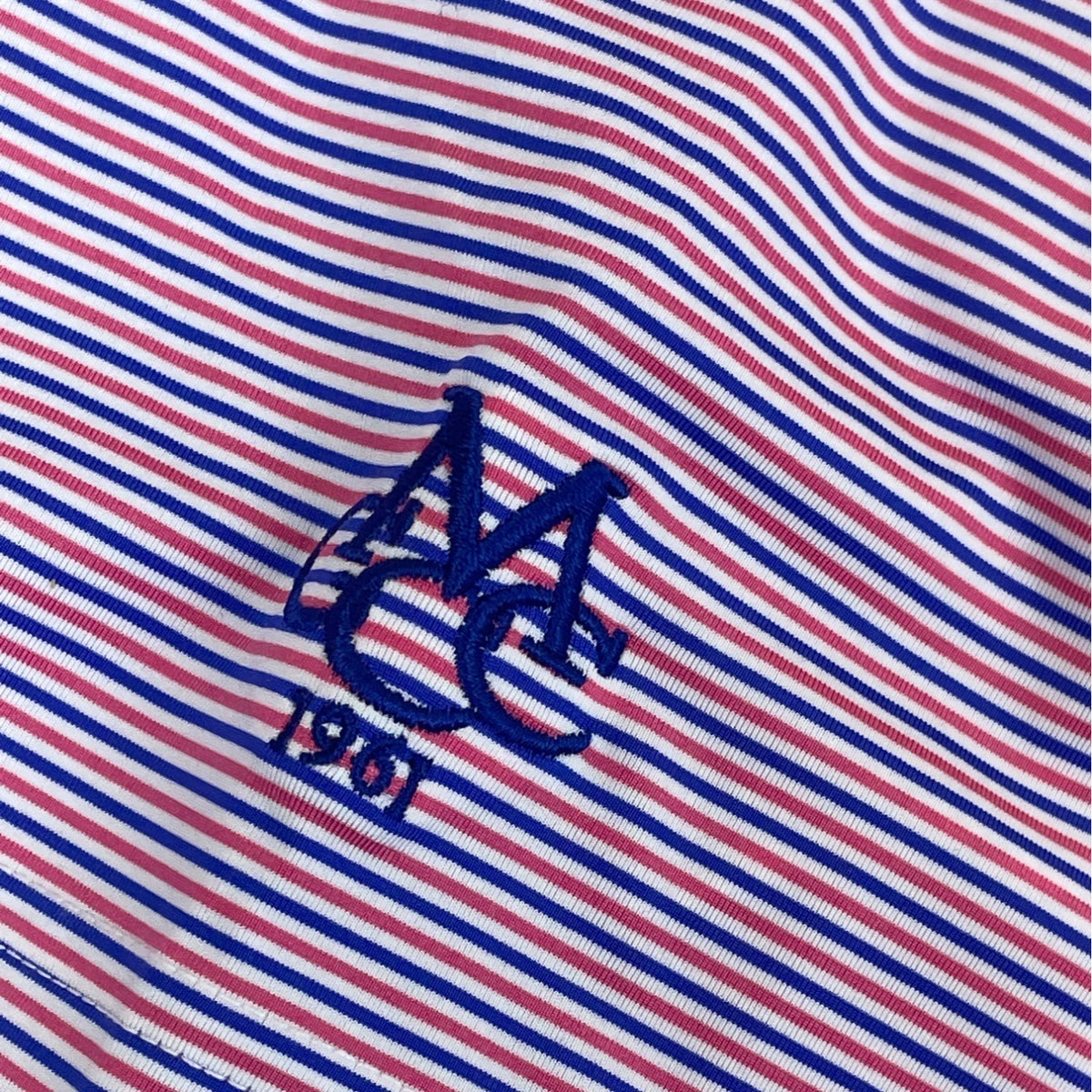 Donald Ross Mens Striped Polo Shirt Blue, Red and  White Short Sleeve Sz L - New