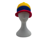 Crochet Bucket Hat Yellow Blue Red Striped Handmade Unisex
