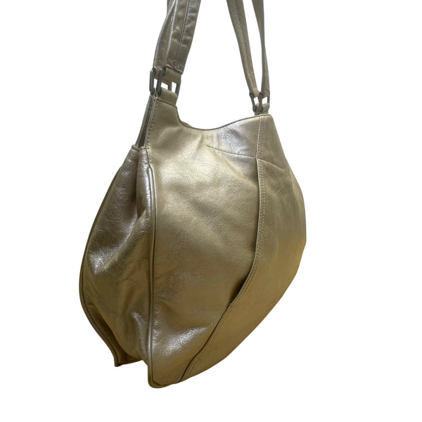 Indigo By Clarks Women’s Gold Leather Spacious Double Handle Hobo Totes Bag