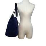 Elliot Lucca Navy Textured Lining Black Straps & Zipper Closure Tote Bag Sz L