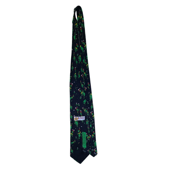 Dr. Seuss Mens Black Silk Grinch Golf Novelty Tie 1994 Holiday Print