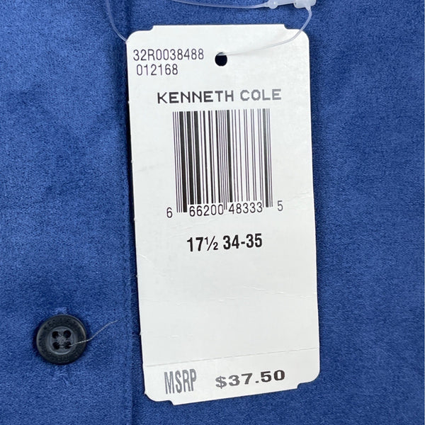 Keneth Cole Men's Blue Reaction Button Down 17 1/2 34 - 35  Sz XL - NWT