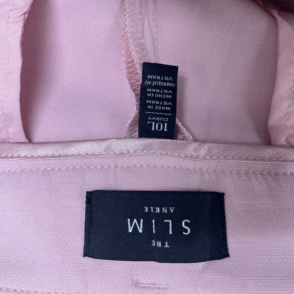 White House Black Market The Slim Ankle Womens Pink Stretch Curvy Slim Ankle Pants Sz 10L - New