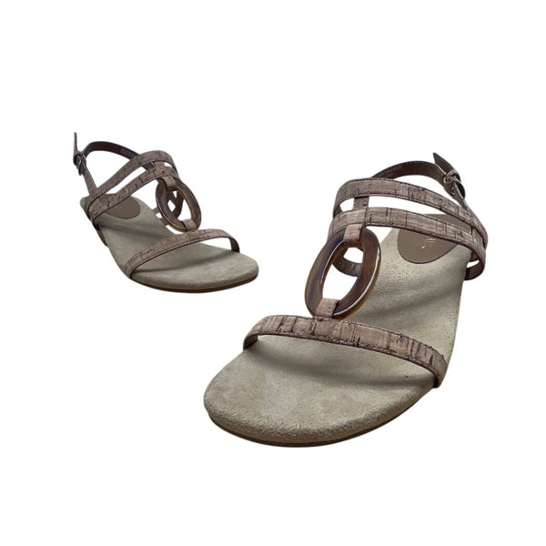 Aerosoles Women’s Tan Strappy Alphabyte Cork Combo Wedge Sandals Size 10M - New