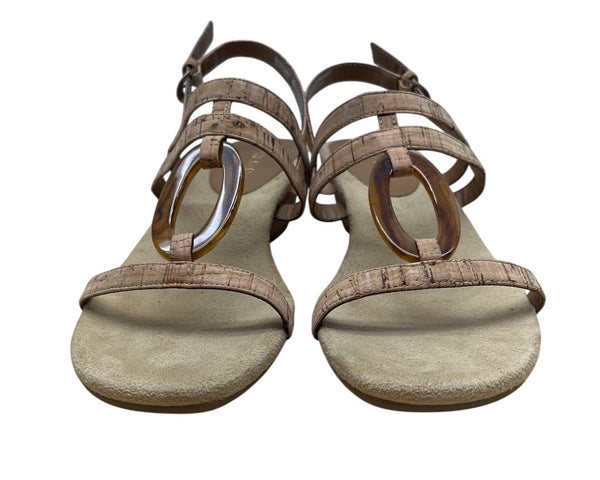 Aerosoles Women’s Tan Strappy Alphabyte Cork Combo Wedge Sandals Size 10M - New