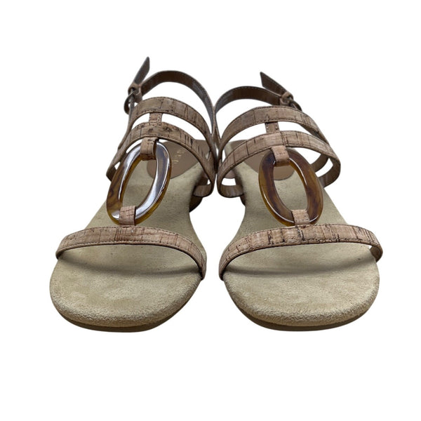 Aerosoles Women’s Tan Strappy Alphabyte Cork Combo Wedge Sandals Size 10M - New