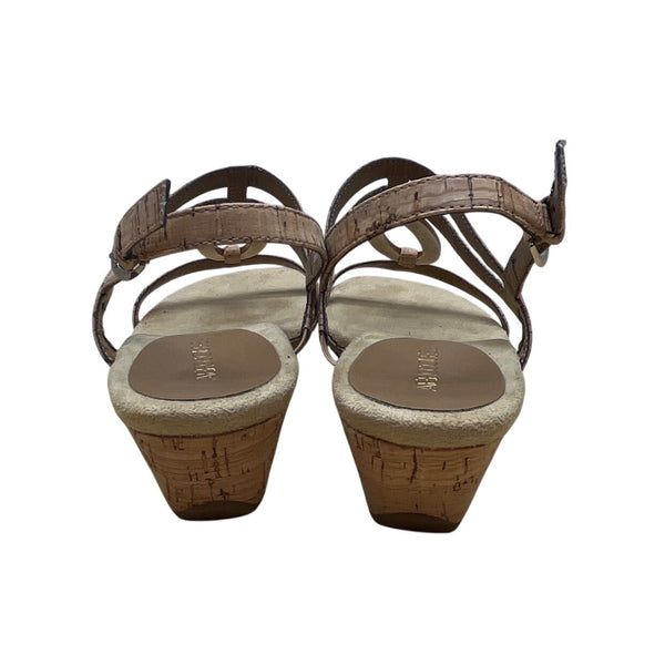 Aerosoles Women’s Tan Strappy Alphabyte Cork Combo Wedge Sandals Size 10M - New