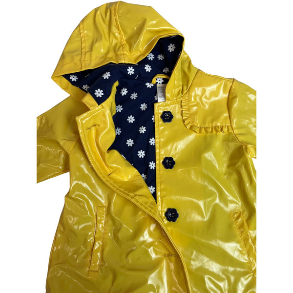 Toddler Yellow Raincoat With Daisy Lining & Hood 18M Waterproof Jacket