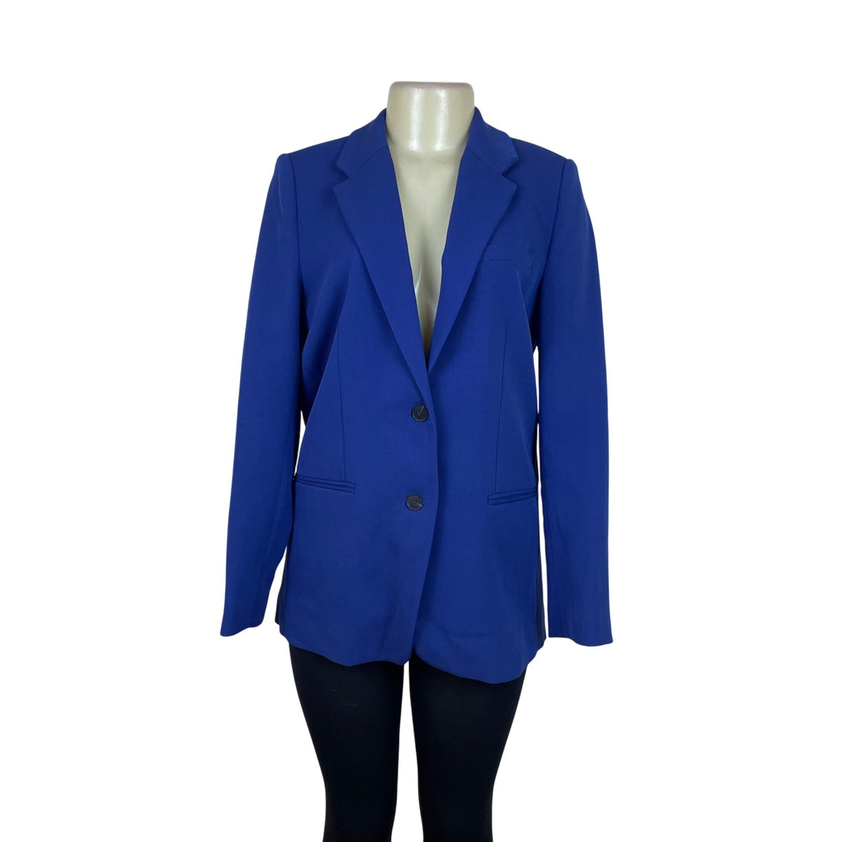 Zara Women's Royal Blue Blazer Long Sleeve Button Front Lightweight Business Casual Size M