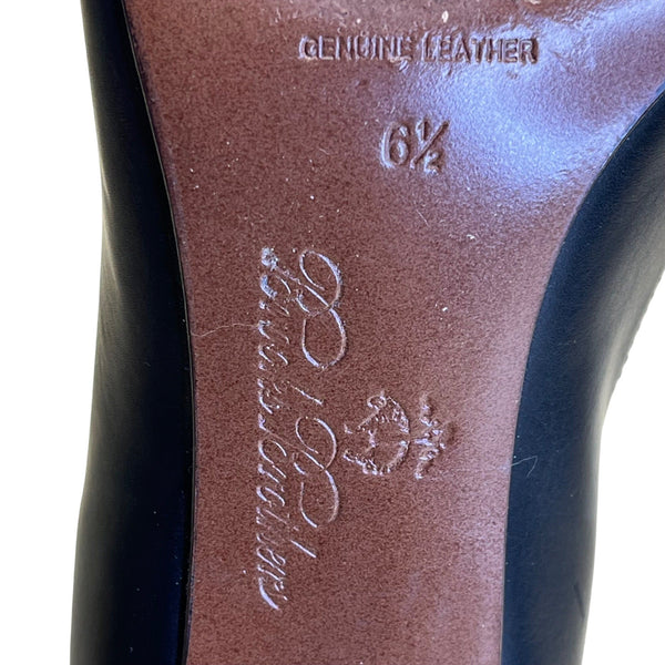 Brooks Brothers Women’s Black Leather Fringe & Buckle Pointed Toe Heels Size 6.5