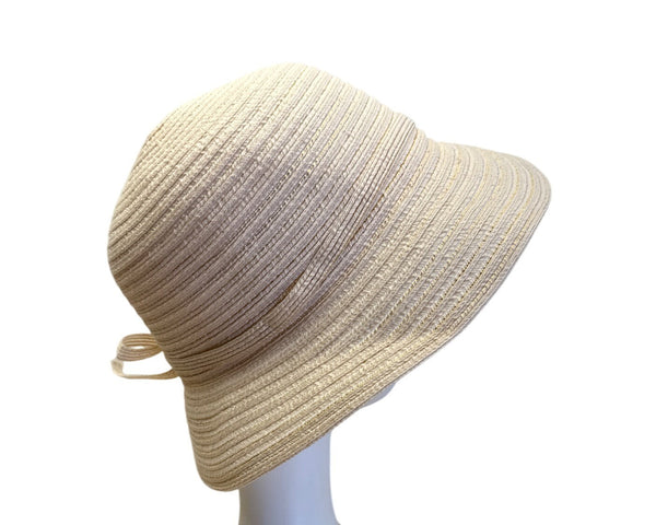 Physician Endorsed Women's Beige Wide Brim Adjustable Sun Hat With Bow One Size