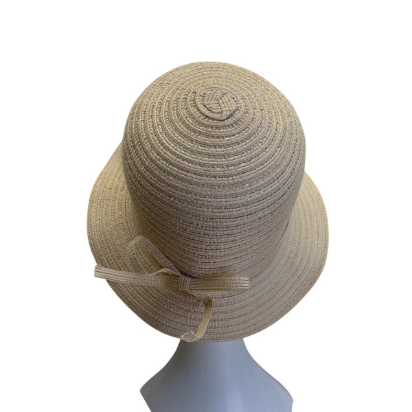 Physician Endorsed Women's Beige Wide Brim Adjustable Sun Hat With Bow One Size