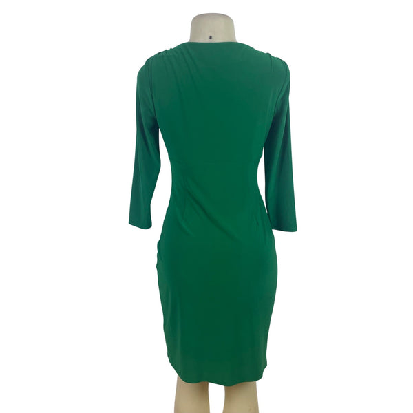 Lauren Ralph Lauren Women's Green Stretch Wrap Dress With V-Neck Sz 4 - New