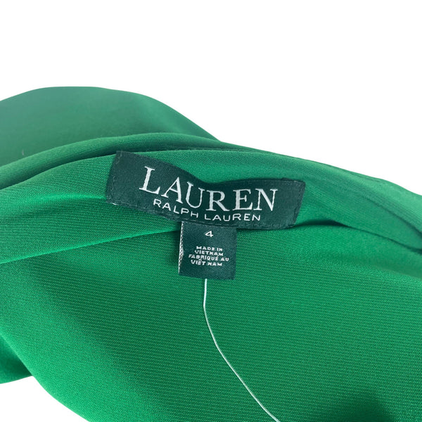 Lauren Ralph Lauren Women's Green Stretch Wrap Dress With V-Neck Sz 4 - New