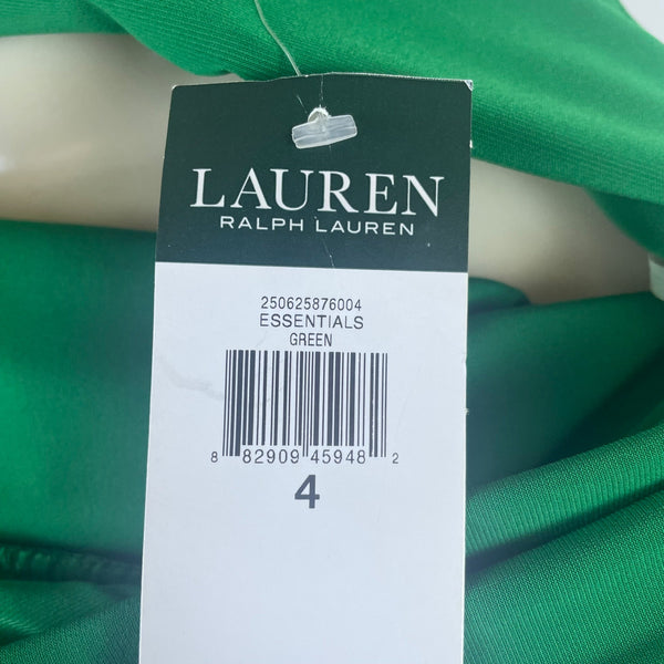 Lauren Ralph Lauren Women's Green Stretch Wrap Dress With V-Neck Sz 4 - New