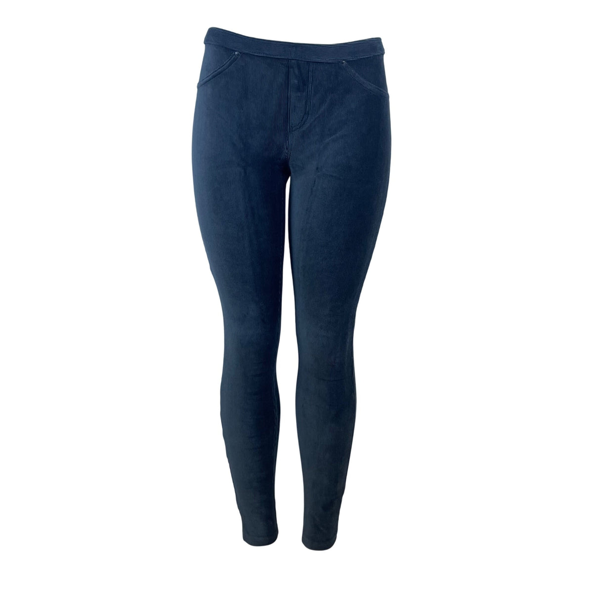 Hue Women's Grey Blue Corduroy Slim Fit Pants Size M Stretchy - New