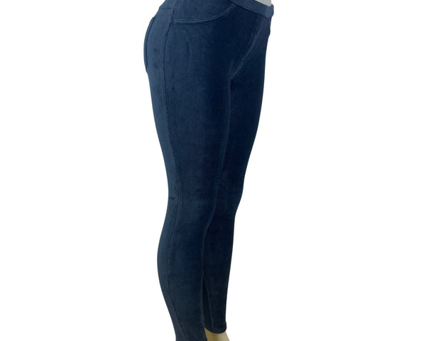 Hue Women's Grey Blue Corduroy Slim Fit Pants Size M Stretchy - New