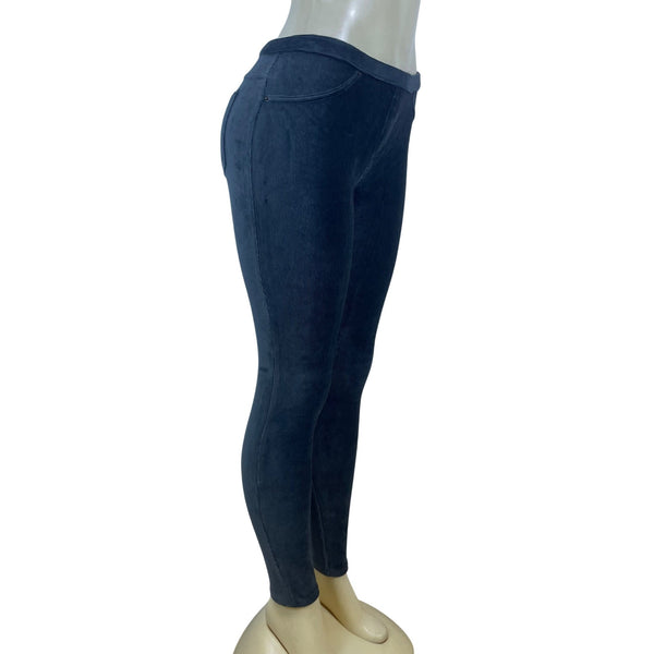 Hue Women's Grey Blue Corduroy Slim Fit Pants Size M Stretchy - New