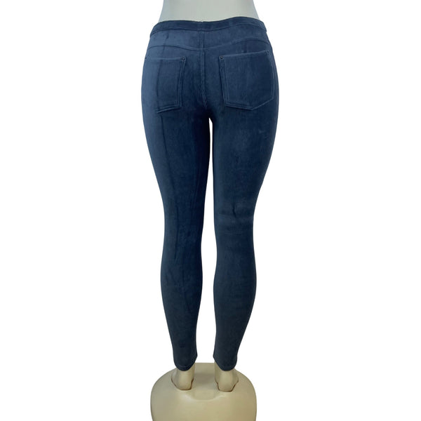 Hue Women's Grey Blue Corduroy Slim Fit Pants Size M Stretchy - New