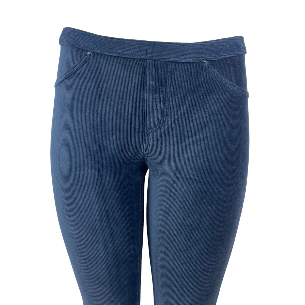 Hue Women's Grey Blue Corduroy Slim Fit Pants Size M Stretchy - New